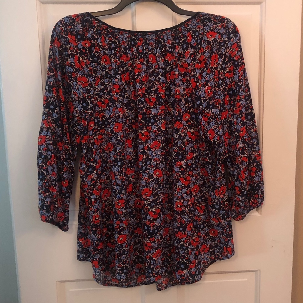 Jones New York 3/4 sleeve red & blue blouse 1X - Picture 2 of 5